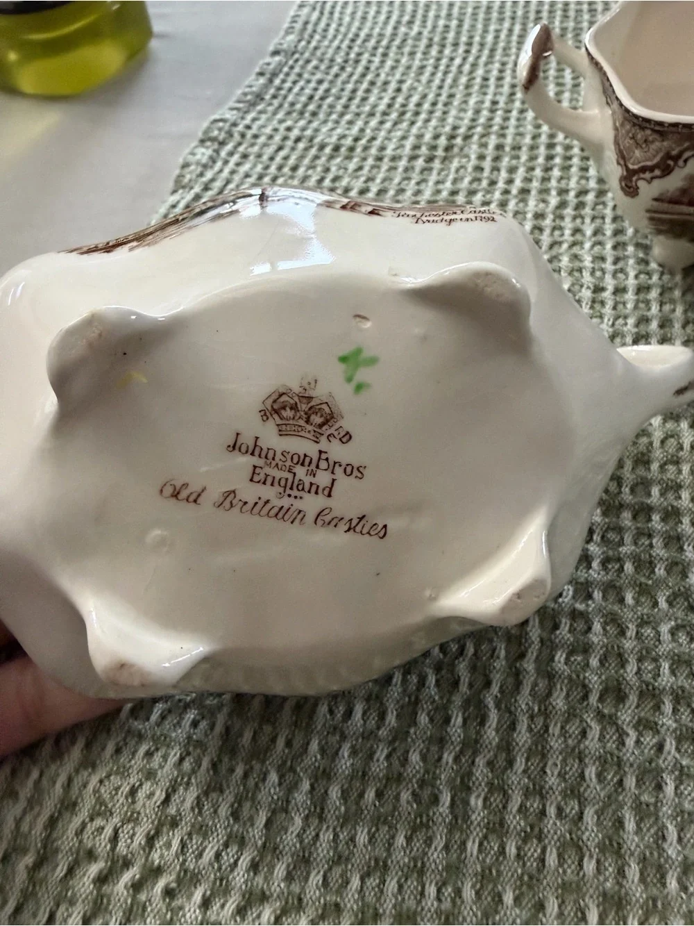 Vintage Johnson Brothers Cream and Brown Transferware Creamer and Sugar Set